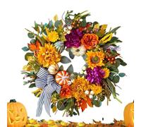Fall Wreath | Artificial Farmhouse Home Decor with Pumpkins Flowers |