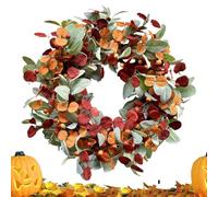 Fall Wreath Decor, Artificial Autumn Berry, Orange Seasonal Wall Hanging Decoration, for Porch Door Entrance Window Kitchen Indoor Outdoor Home Harvest Thanksgiving Party Accent Decor Tool 17.72 inche