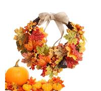 Fall Wreaths, 18 Inches Door Wreath for Autumn, Seasonal Arrangement with Fabric Leaves Berries Acorns Pinecones, Outdoor Wreath Decoration for Porch Entry Hall Table Mantel Living Room