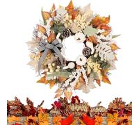 Fall Wreaths, Artificial Garland, Fall Wall Hanging Pumpkins, Rustic Harvest Decoration for Porch, Kitchen, Farmhouse, or Indoor Outdoor Display, 19.69 Inches, Multicolor