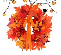Fall Wreaths for Front Door, 50cm Artificial Pumpkin Maple Leaves Garland