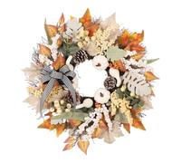 Fall Wreaths Front Door, Artificial Garland with Maple Leaves, Berries, and Pumpkins, Seasonal Decoration for Porch, Outdoor, Indoor, Kitchen, Farmhouse, Harvest Festival, Fall Display