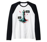 Falla del sistema Chess King Glitch Art Ajedrez Jugador Camiseta Manga Raglan