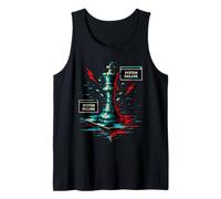 Falla del sistema Chess King Glitch Art Ajedrez Jugador Camiseta sin Mangas