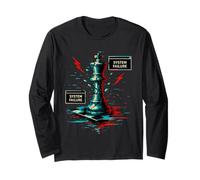 Falla del sistema Chess King Glitch Art Ajedrez Jugador Manga Larga