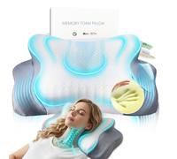 FALLCON F® Almohada Cervicales y Cuello Premium | Almohada Cervical Viscoelástica Ergonómica 2 Alturas | Almohada Antironquidos Ortopédica para Dormir de Lado,Arriba y Abajo | Ice-Silk Transpirable