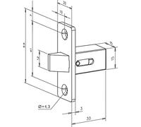 Fallen Candado 802 Fix, frontal 55 x 20 x 3 mm, Gris lacado; 1 pieza
