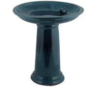 Fallen Fruits FB422 Ltd - Baño de cerámica para pájaros en pedestal azul