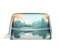 Fallen Leaves On A Tranquil Lake - Bolsa de maquillaje grande de piel sintética, cierre de cremallera, bolsa de viaje, bolsa de almacenamiento de viaje, color blanco, talla única, White, Talla única