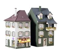 Faller 130414 2-Flats w/Lower Shops HO Scale Building Kit construcción, Multicolor, Talla única