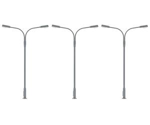 Faller 180120 - Lámpara LED para Maletero, Dos Brazos, luz Blanca fría, 3 Unidades, Ancho de vía H0