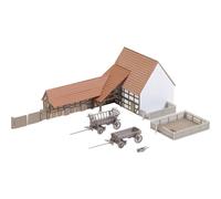 FALLER Edificio agrícola con accesorios Kit de maquetas con 138 piezas individuales 125 x 57 x 53 mm I Accesorios para maquetas de trenes I Construcción de maquetas de trenes