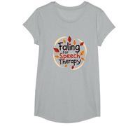 Falling For Speech Therapy - Regalo temático de otoño Camiseta, Niñas, Gris Jaspeado, Grande