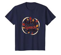 Falling For Speech Therapy - Regalo temático de otoño Camiseta, Niños, Azul Marino, 6 años