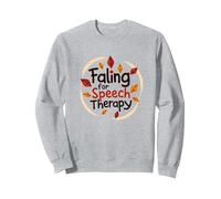 Falling For Speech Therapy - Regalo temático de otoño Sudadera, Unisex para Adultos, Gris Jaspeado, L