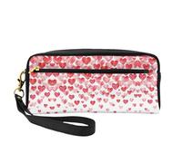 Falling Red Hearts - Bolsa de cosméticos pequeña, portátil, bonita bolsa de maquillaje de viaje para mujer, bolsa organizadora de brochas de maquillaje, NEGRO, One Size, Neceser de maquillaje