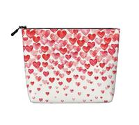 Falling Red Hearts - Bolsa de maquillaje de cáñamo falso, gran capacidad, bolsa de aseo de viaje, resistente al agua, para mujer