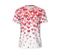 Falling Red Hearts Dry Fit Camisetas para hombre, camisas de gimnasio que absorben la humedad, camisas de entrenamiento con cuello redondo, ideales para fitness, Negro -, X-Large