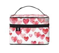 Falling Red Hearts - Estuche de maquillaje portátil de viaje con cremallera versátil para bolsa de maquillaje de poliéster de gran capacidad, color negro, talla única, Negro, One Size