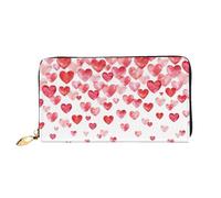 Falling Red Hearts Print - Cartera de piel para teléfono celular, tarjeta de crédito, billetera con cremallera, bolsillo con cremallera, color negro, talla única, Negro, One Size