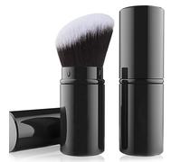 Falliny Cepillo de maquillaje retráctil, cepillo de maquillaje Kabuki de Cuerno oblicuo, cepillo de rubor facial de viaje, para rubor, rubor, lijado, cosméticos impecable en polvo fluorescente