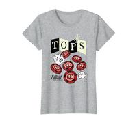 Fallout Tops Casino New Vegas Chips and Dice Video Game Camiseta, Mujer, Gris Jaspeado, L