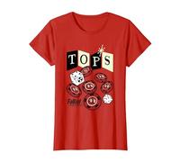 Fallout Tops Casino New Vegas Chips and Dice Video Game Camiseta, Mujer, Rojo, M