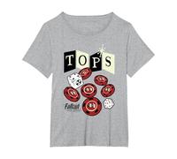 Fallout Tops Casino New Vegas Chips and Dice Video Game Camiseta, Mujer Tallas Grandes, Gris Jaspeado, 4XL Grande