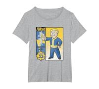 Fallout TV Series Vault-Tec De Cartas Coleccionables Camiseta, Mujer Tallas Grandes, Gris Jaspeado, 1XL Grande