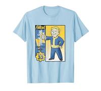 Fallout Vault-Tec Trading Card TV Show Camiseta, Hombre, Azul Bebé, M
