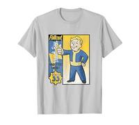 Fallout Vault-Tec Trading Card TV Show Camiseta, Hombre, Plata, L