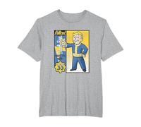 Fallout Vault-Tec Trading Card TV Show Camiseta, Hombre Tallas Grandes, Gris Jaspeado, 4X Alto