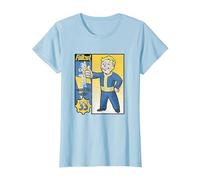 Fallout Vault-Tec Trading Card TV Show Camiseta, Mujer, Azul Bebé, XS