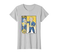 Fallout Vault-Tec Trading Card TV Show Camiseta, Mujer, Plata, S