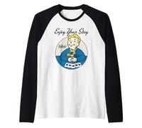 Fallout Video Game Vault Boy Poker Enjoy Your Stay Camiseta Manga Raglan
