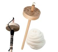 Fallspindel - Top Whorl Garnspindel | Handspindel Aus Holz & Metall, 32,5cm Ergonomisch Geschnitzt, DIY Garnspinner Für Anfänger & Profis, Stricken, Weben, Häkeln, Handarbeit Mit 50g Wolle Set