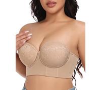 FallSweet Sujetador sin Tirantes Push up para Mujer Sujetadores con Aros Multiposiciones Tallas Grandes