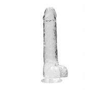 Falo real no vibrante ultra transparente con textiles y ventosa de 10"
