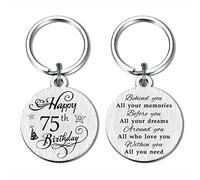 FALOGI Llavero de 75 cumpleaños, regalos de cumpleaños de 75 años para hombres y mujeres, 75º, 75th