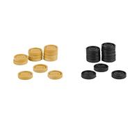 Falomir - Set Completo de 24 Fichas de Plástico | 12 en Blanco y 12 en Negro | Accesorio para Juegos de Mesa | Diversión Clásica en Caja Transparente (el embalaje puede variar)