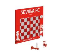 Falomir - Tablero de Ajedrez y Damas 40cm del Sevilla| Accesorios Incluidos | Ligero y Doble Cara | Juego Clásico (Edad 6+)