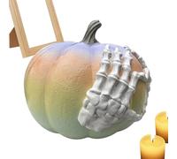 Falsas Calabazas - Calabaza Esqueleto de Halloween Escultura Decorativa,Figuritas Coleccionables de Resina Decoración de Otoño Centros de Mesa para el Hogar Acción de Gracias Exterior Granja