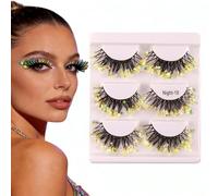 False Eyelashes - 3 Pair Glitter Voluminous Fake Lashes | Makeup Supplies Stunning Eye Look | Ideal for Women, Girls, Girlfriend, Wife | Perfect for Stage, Carnival, Party, Festival, and Performance