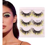 False Eyelashes | 3 Pair Glitter Voluminous Make Up Supplies - Fake Lashes,for Women Girls Girlfriend Her Wife Stage 11.2x9.2cm/4.41x3.62 InchesFestival Performance