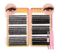 False Eyelashes Lash Clusters Kit C Curl Soft Fluffy Thick Novice Mixed Segmented Individual DIY Beauty Decoration Lashes with Thin Band Cluster Eyelash Extensions Kit with Glue Tweezers (D40-D60)