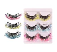 False Eyelashes - Synthetic 3 Pairs, Voluminous Lash Strips | Eye Makeup Accessories For Women Girls Wife | Carnival Party Festival Performance Club Home Bedroom Cosplay Use