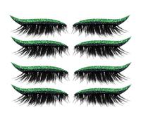 False Lashes 4.3x2.3cm, 4 Pairs Reusable Fake Eyelashes Stickers, Glitter Adhesive Makeup Eye Liner Stickers for Women Makeup, Travel, Performance