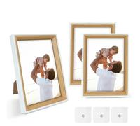 FALSKT 3 Piezas Marcos de Fotos pequeños 10x15cm Marco Madera MDF Marco Fotos con Acrílico Portaretratos para Fotos para Título Universitario Poster Puzzle,Veta de Madera Blanca,3PCS Ganchos Adhesivos