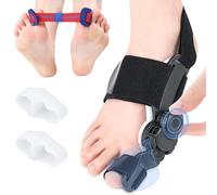 FALSKT Corrector de Juanetes Botón Ajustable Corrector Juanetes Mujer & Hombre Separador Dedos Pie Juanete [1x] Juanetes Corrector Nocturno y Dia Silicona [2x] Bandas Elásticas [1x] diurno&nocturno