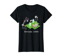 Falso Aterrizaje Lunar Disparar Nevada Área 51 engaño Camiseta gráfica económica, Mujer, Negro, S